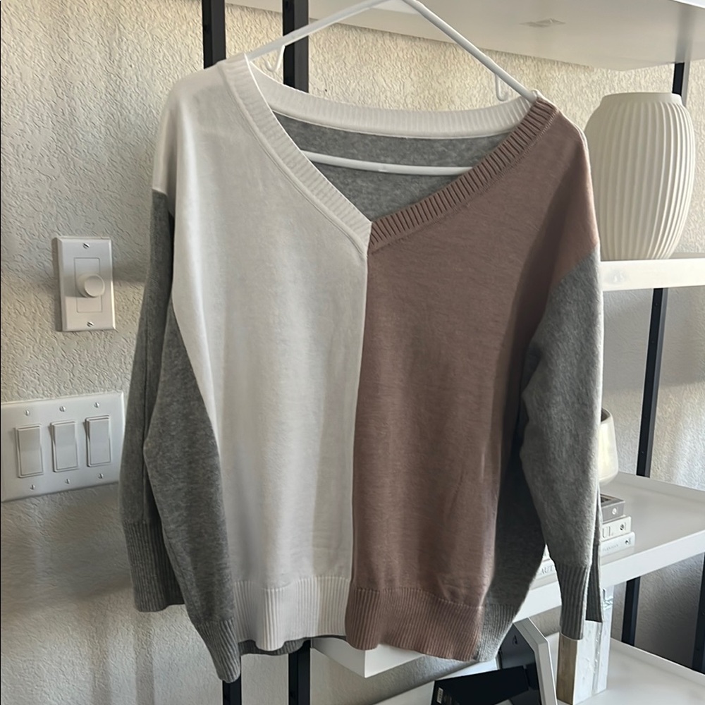 Colorblock V-Neck Sweater